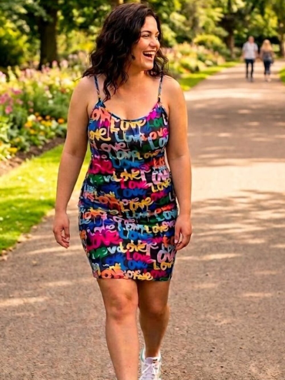 Women's Multicolor Graffiti Print Bodycon Dress Sz 2XL